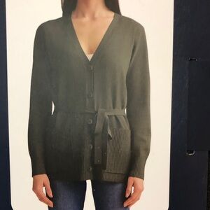 Splendid Dark Olive Button-Front V-Neck Cardigan